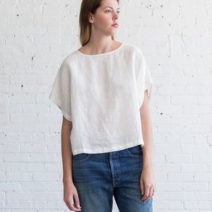 Black Crane Linen Box Top Sz XS